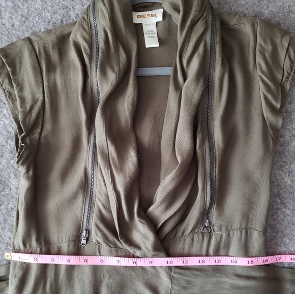 Diesel wrap dress sz Small khaki army green casual short mini cute utility style - Picture 11 of 11